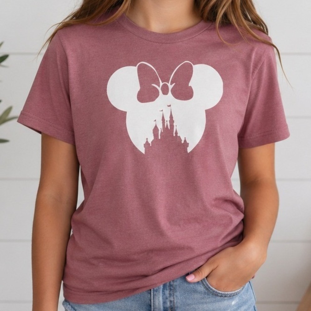 Glitter Minnie and Castle on Pink Shirt Made for Disney World or Disneyland Trip
